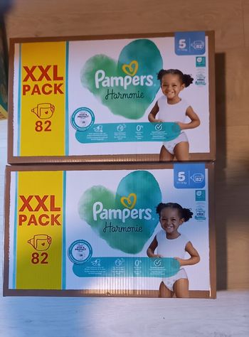 164 Couches Pampers Harmonie- Taille 5 - (2 cartons XXL Pack)