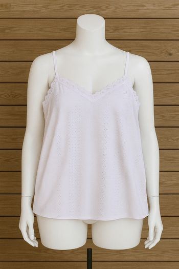Top à fines bretelles à broderie anglaise – Rose Pâle – Shein 44