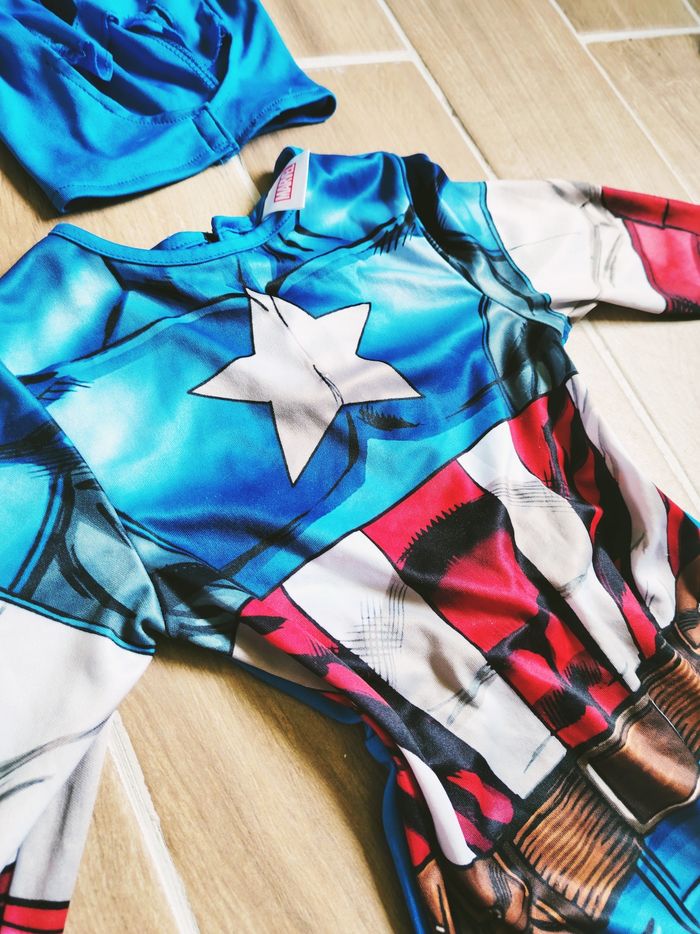 🇺🇸Déguisement /costume rembourré et cagoule Captain America marvel avengers pour enfant - photo numéro 3