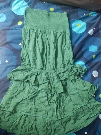 Robe bustier avec volant verte belcci