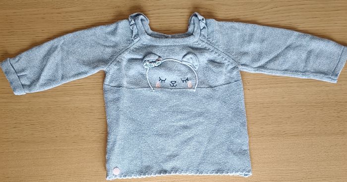 Pull Sergent Major coton motif chat gris 24 mois 86 cm fille - photo numéro 2