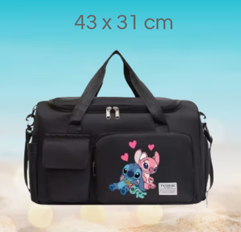 🌸Sac voyage noir Angel Stitch modèle "fou d'amour"