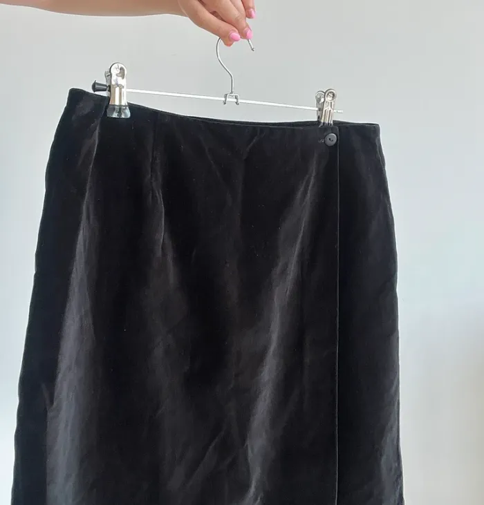 Jupe portefeuille vintage noire en velours taille 40 - photo numéro 5