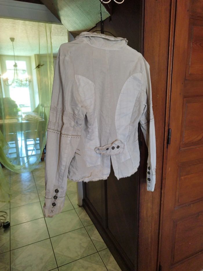 Veste beige patchwork vintage y2k L/40 blazer - photo numéro 8