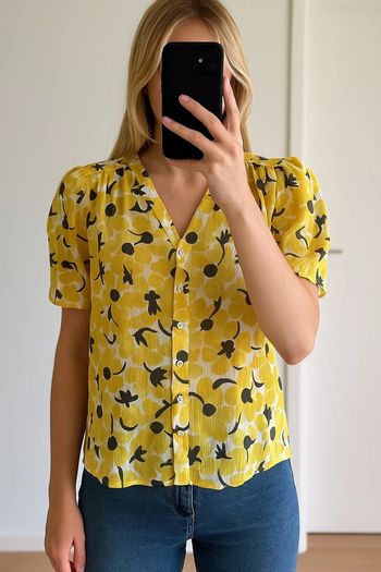 Blouse légère fleurie jaune Morgan – Taille 34/36