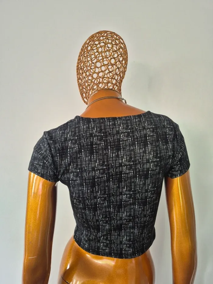 Top Femme Noir et Gris Manches Courtes Taille L/40 - photo numéro 2