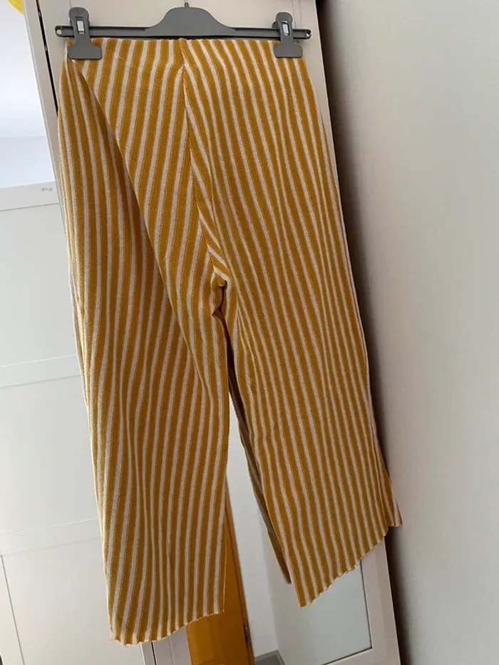 Pantalon fluide jaune et blanc S - photo numéro 3