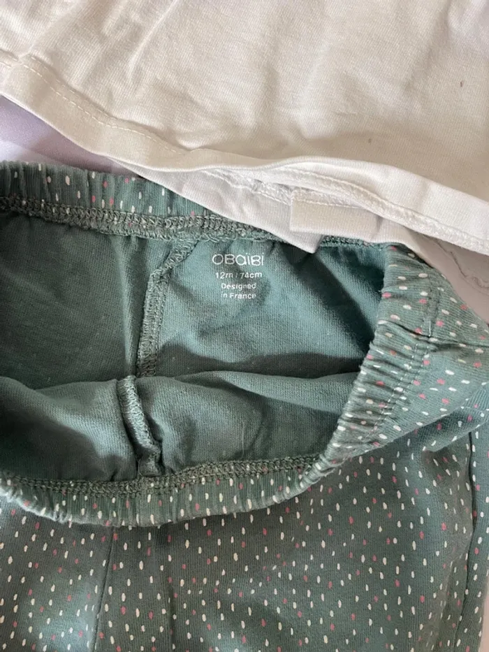 Ensemble pyjama haut et bas bébé fille Obaibi – Taille 12 mois - photo numéro 2
