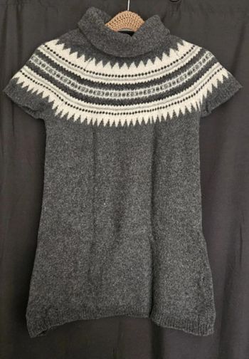 robe pull en laine gris et blanc