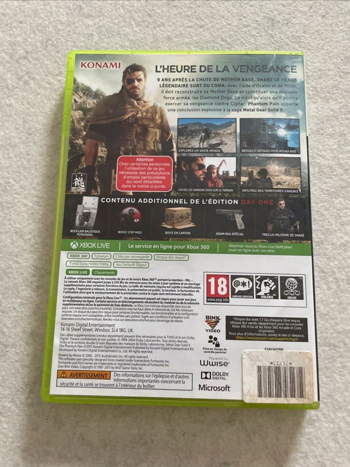 Metal Gear Solid V The Phantom Pain Jeu XBOX 360 FR - photo numéro 3