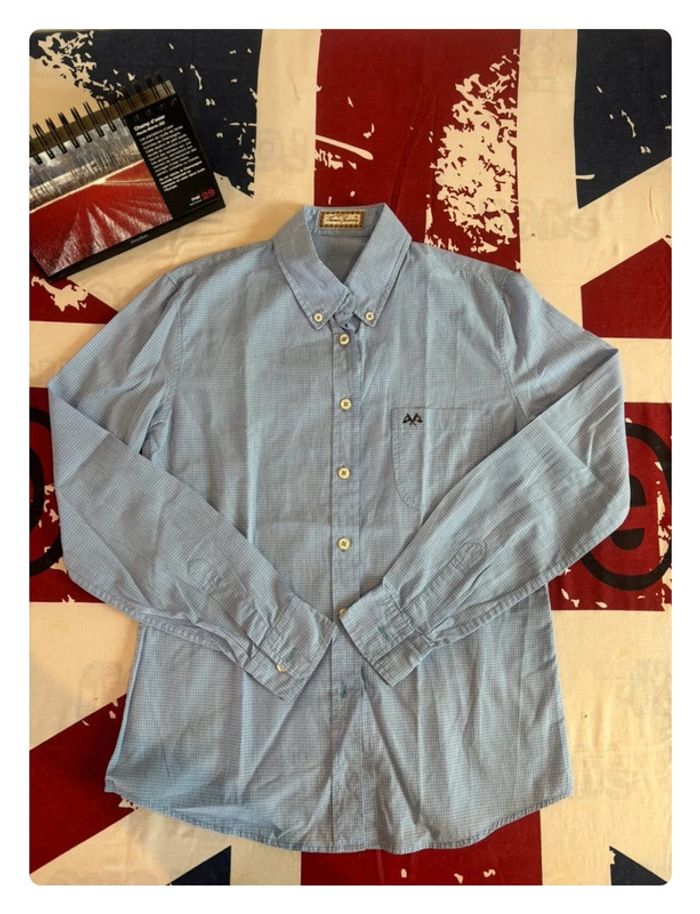 Chemise à carreau bleu et blanche Thomas Burberry femme S/M