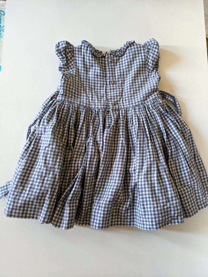 Robe vichy bleu clair à carreaux 12 mois 74 cm l Île Aux Fées Fait main - photo numéro 4