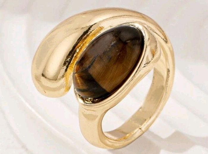Bague ajustable oeil de tigre tendance - photo numéro 2