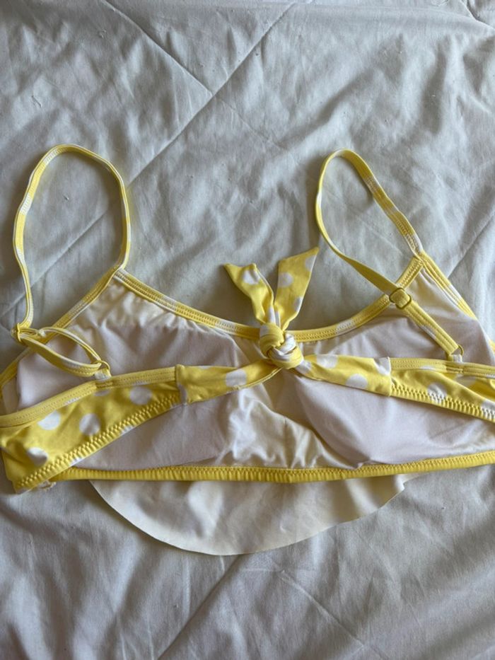 Haut de maillot de bain jaune à pois blanc volant taille M/38 Penti neuf - photo numéro 5