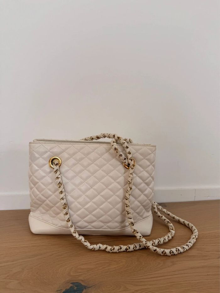 Sac blanc femme chaînes doré or matelassés blanc chaînes doré or zip bandoulière à main borsa - photo numéro 4