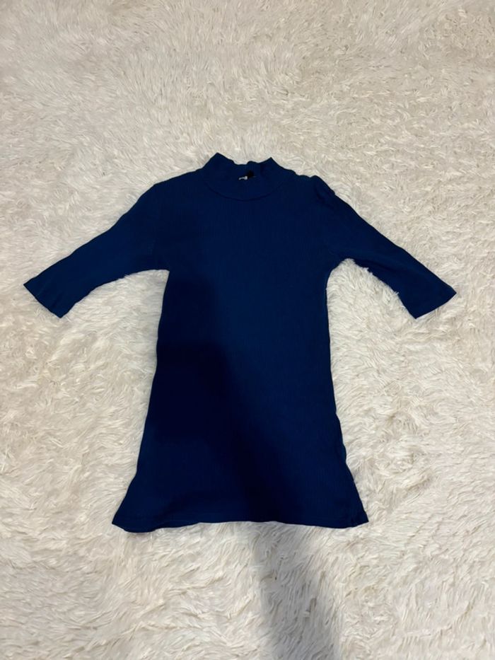T shirt bleu col roulé etam S