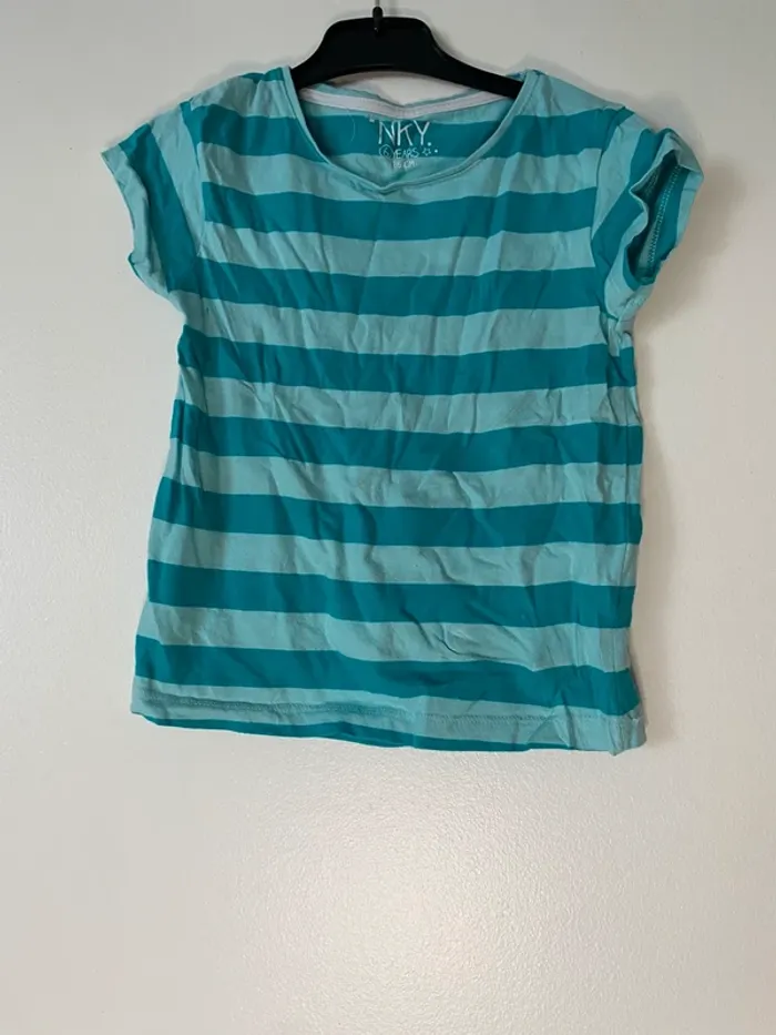 T-shirt à rayures vert (P)