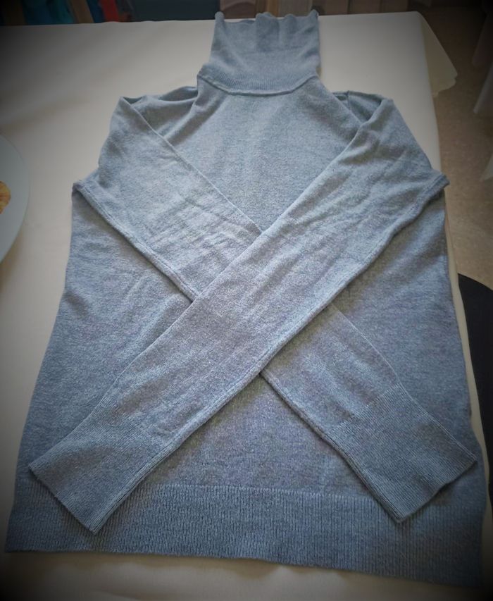 Pull gris col roulé fin - photo numéro 5