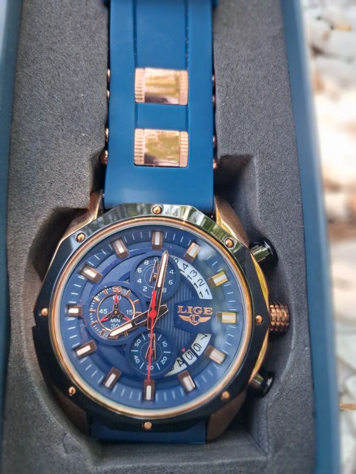 Montre Lige homme bleue neuve - photo numéro 5