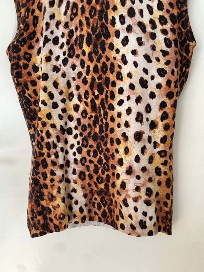 Haut leopard en maille sans manche - photo numéro 2
