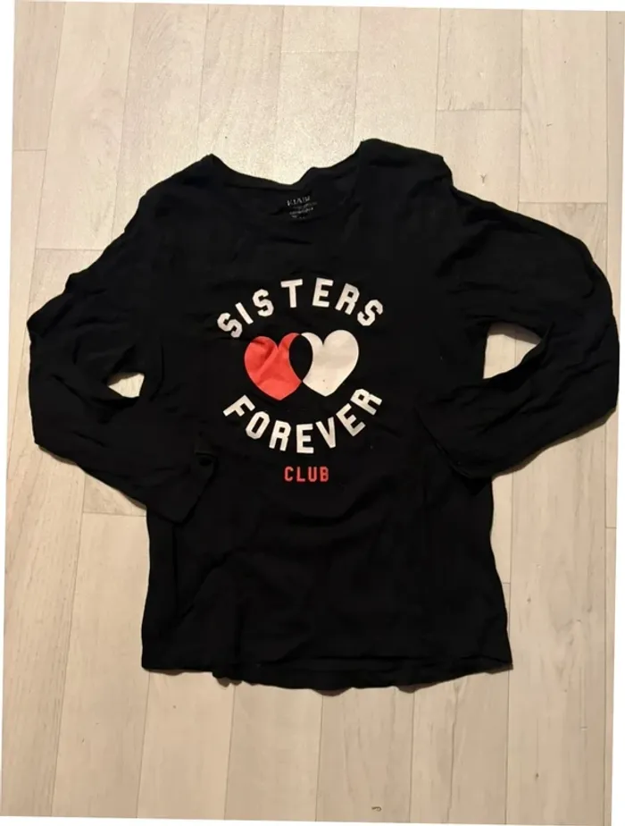 T-shirt sister forever manches longues Kiabi 6 ans noir