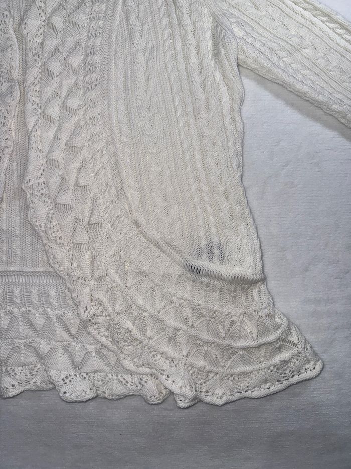 Cardigan en maille blanc taille L - Ralph Lauren Jeans Co - Gilet à torsades chic femme - photo numéro 3