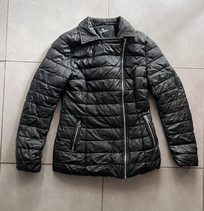 Manteau veste chaude femme simili cuir taille 36/S noire