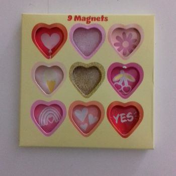 Lot 9 magnets coeurs roses et rouges  - Neuf