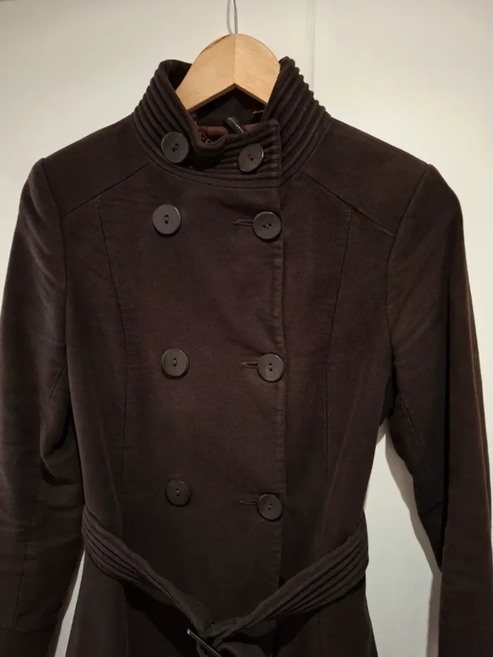 Manteau trench long marron - Naf Naf - 36 - très bon état - photo numéro 3
