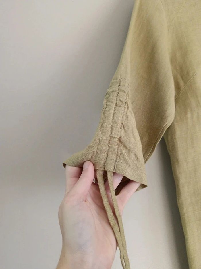 Chemise lin manches 3/4 vert amande - photo numéro 5
