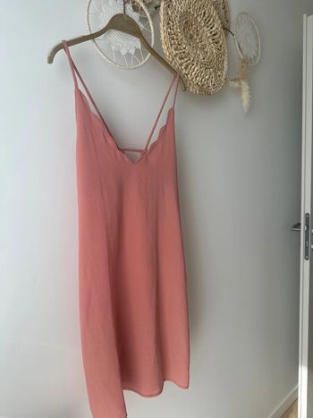 Robe courte Mango rose saumon à fines bretelles – T.S