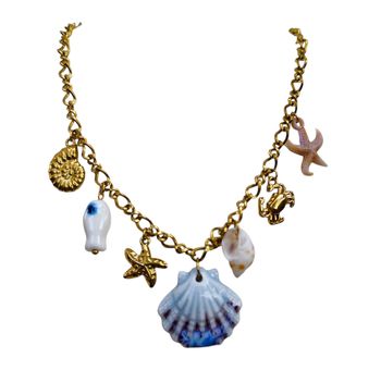 Collier coquillage bleu ✅