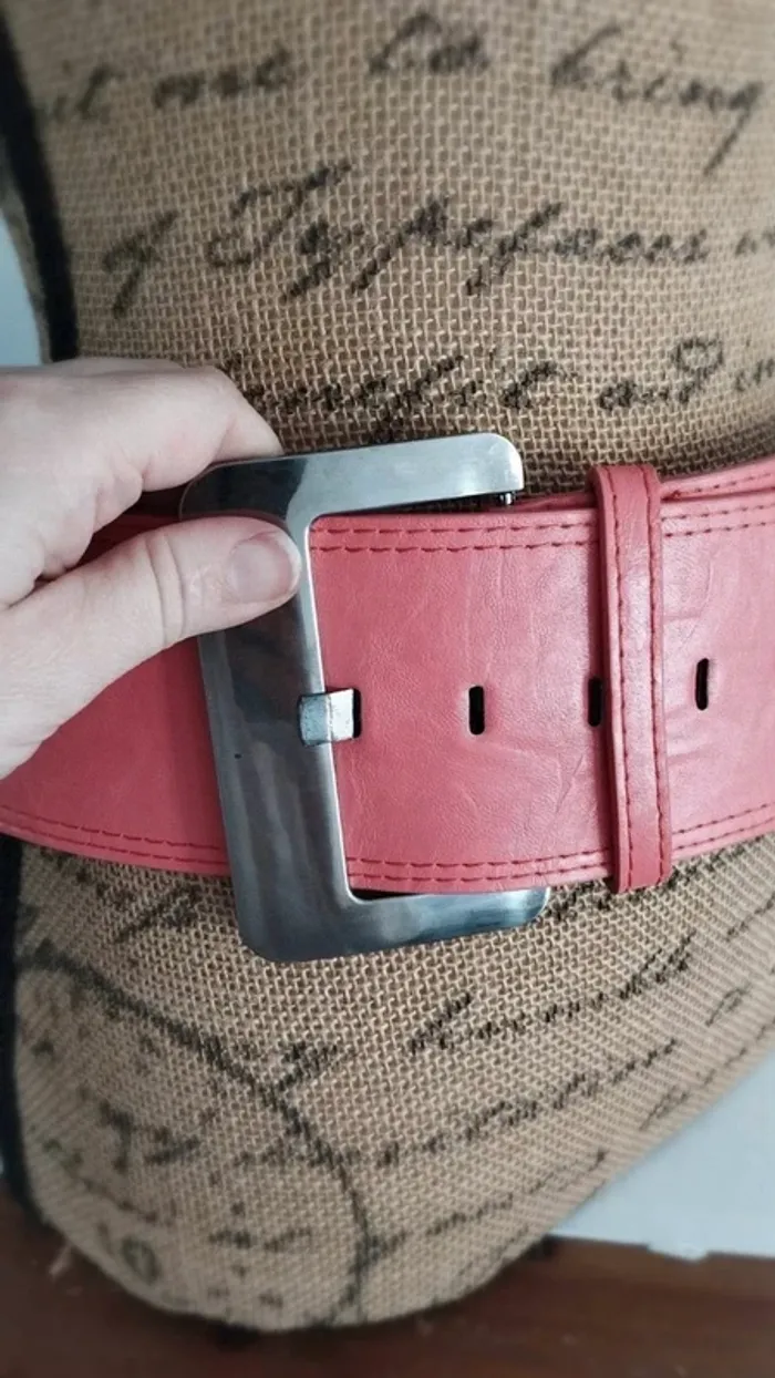 Ceinture rose large grosse boucle 95 cm - photo numéro 8