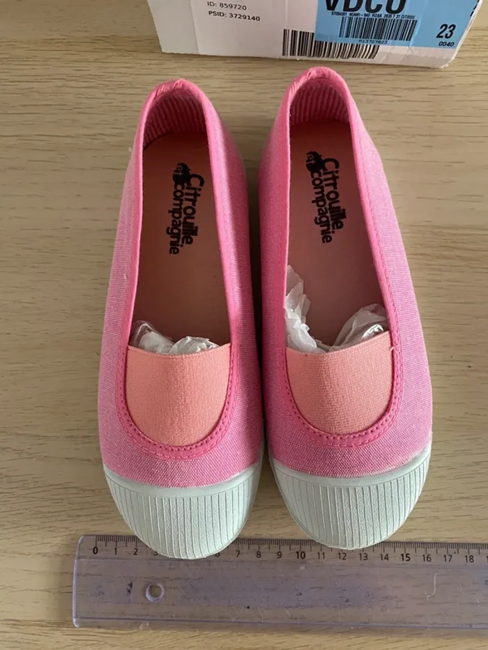 Chaussures ballerines tennis rose blanche fille 31 neuves - photo numéro 2