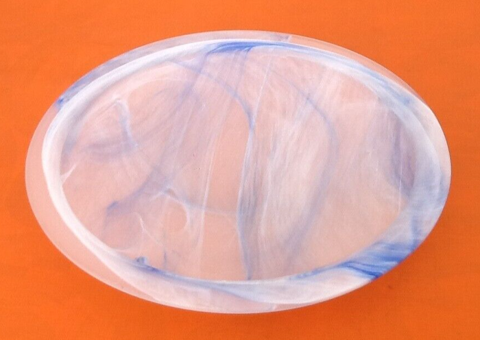 Applique murale / Plafonnier au design intemporel Couvercle verre bombé satiné à effet bleu marbré - photo numéro 2