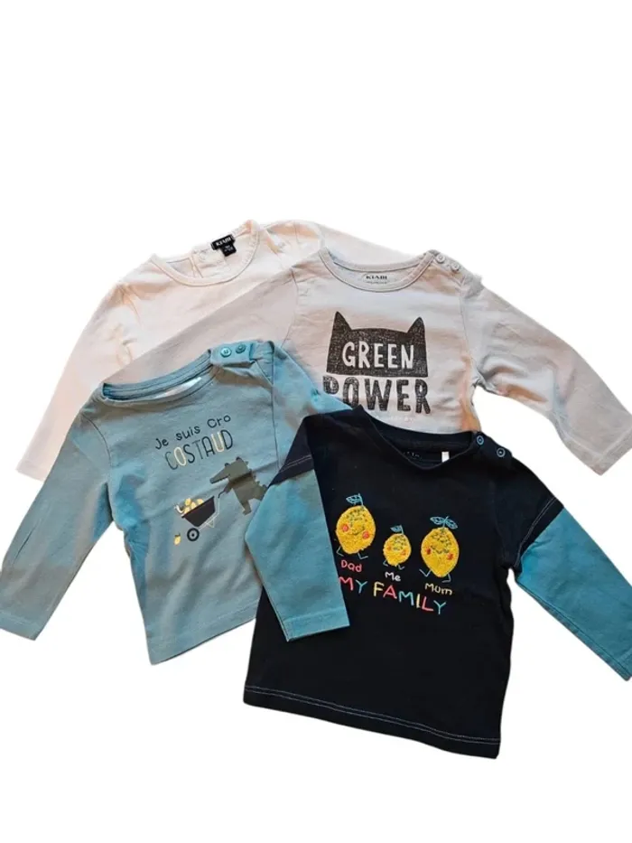 Lot de 4 Tee-shirt manche longue- 9 mois