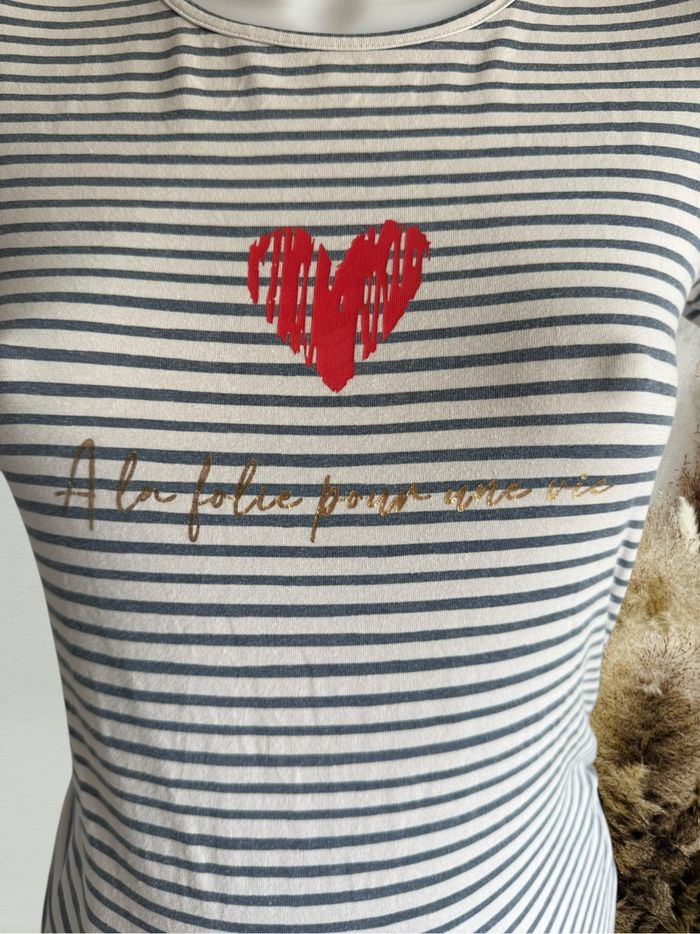 T-shirt femme de grossesse marinière cœur T 36/S - photo numéro 3