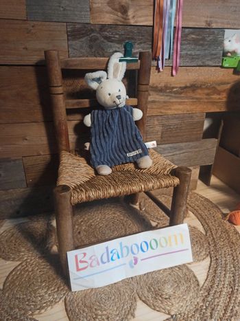 Doudou lapin Nicotoy bleu velours côtelé TBE