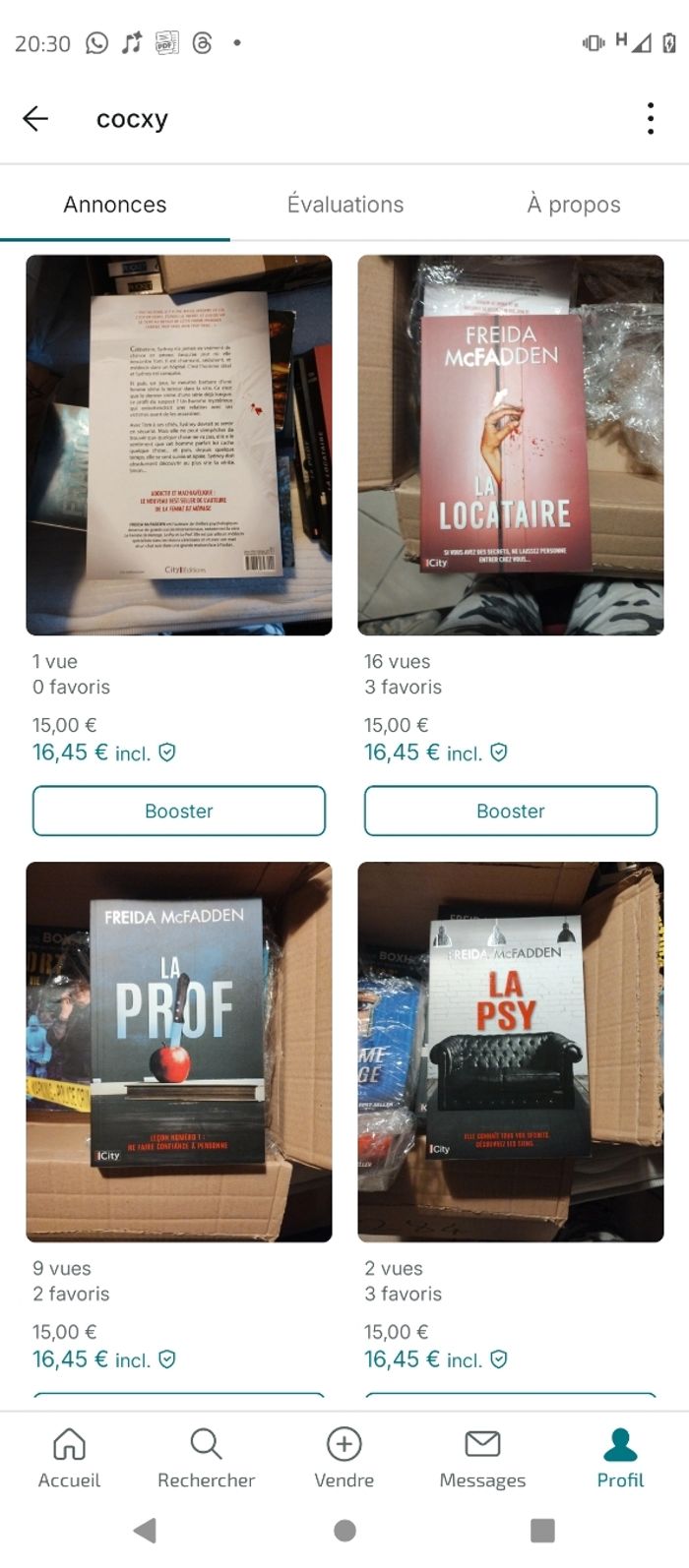 Lot de 4 livres thriller psy de freida macfadden