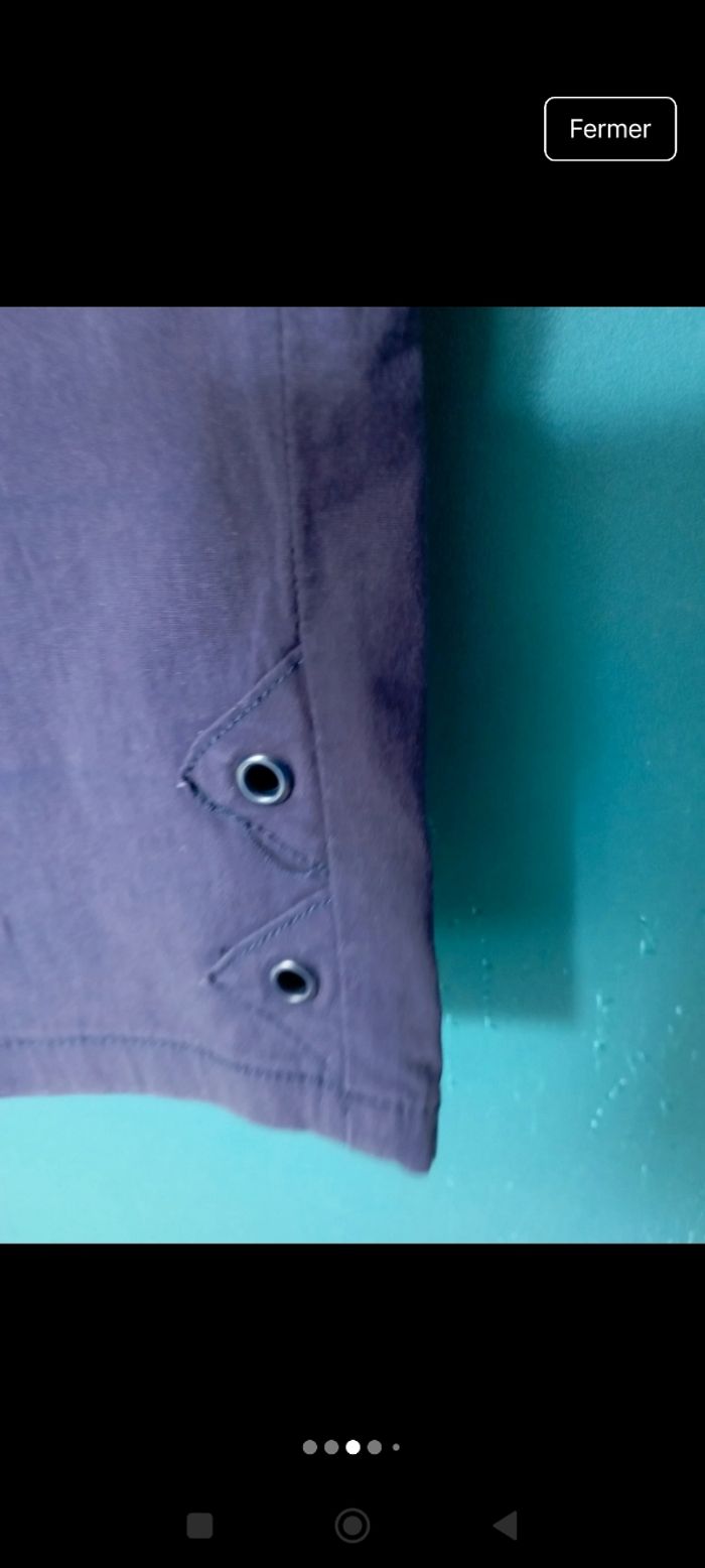 Pantacourt femme coton bleu marine, taille élastiquée - photo numéro 3
