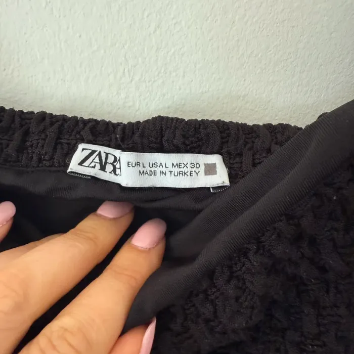 Robe bustier noire texturée Zara Taille L - photo numéro 3