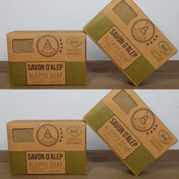 Lot 4 savons d'alep fleur de jasmin | 4 x 100g | BIO