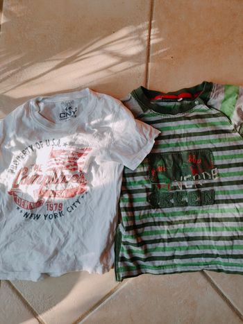 Lot taille 5 ans de 2 tee shirt dont 1 Sergent major et 1 Complices