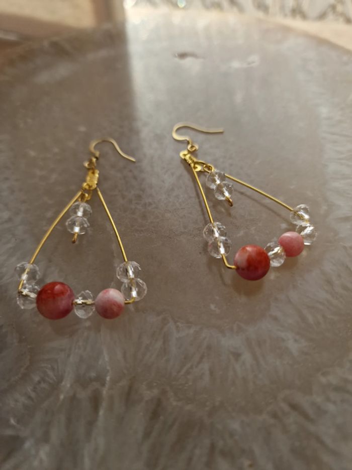 Boucles D'oreilles Cornaline Cristal Acier - photo numéro 14