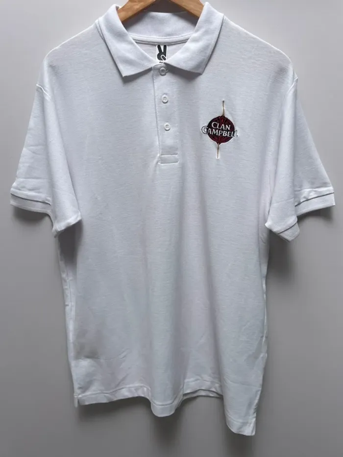 Polo white Whisky Clan Campbell Mens Size Large