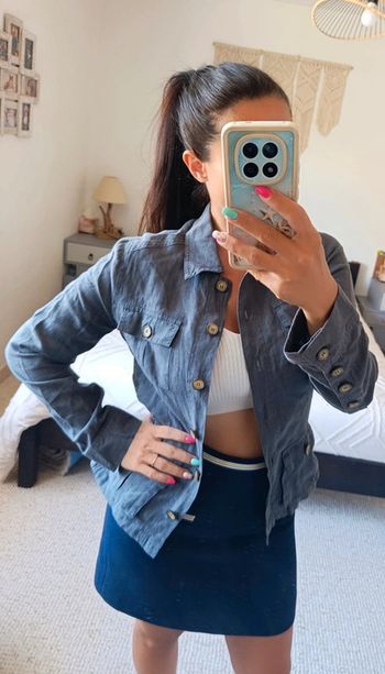 Veste chemise en lin gris foncé Caroll 42 100% lin