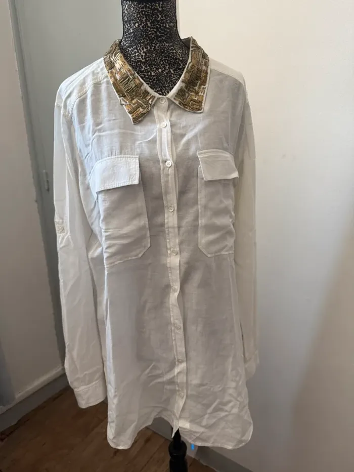 Chemise blanche IKKS coton & soie – Taille 42