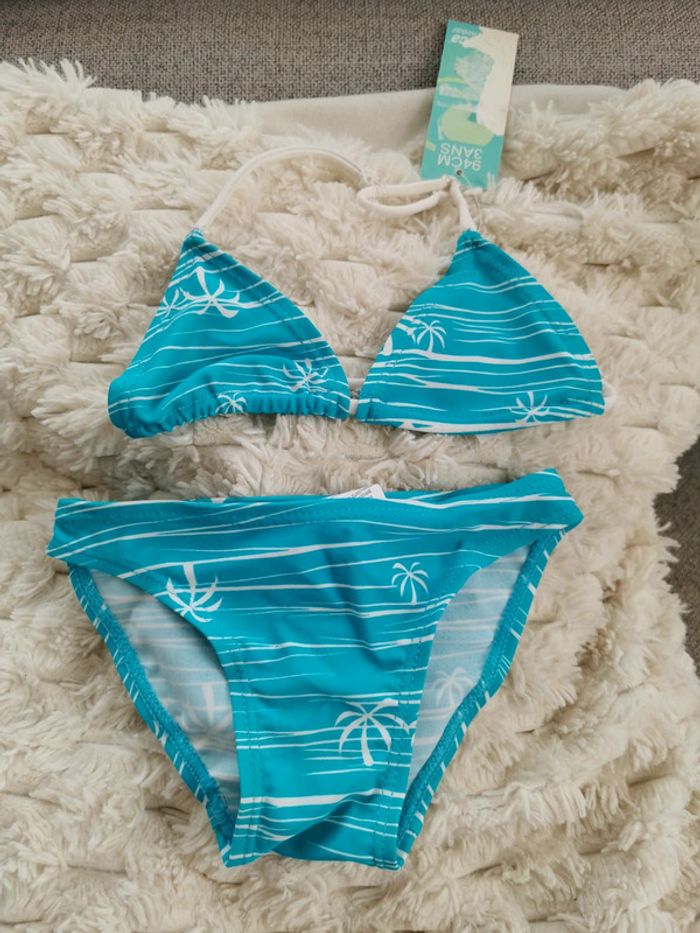 Maillot de bain 2 pièces bikini mondaca bleu turquoise taille 3 ans