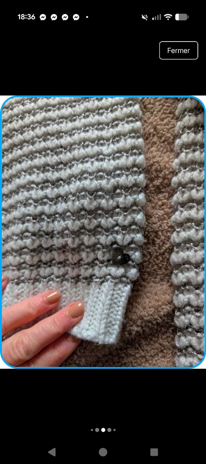 Pull Teddy Smith blanc & argenté - Taille 12 ans - État impeccable - photo numéro 5