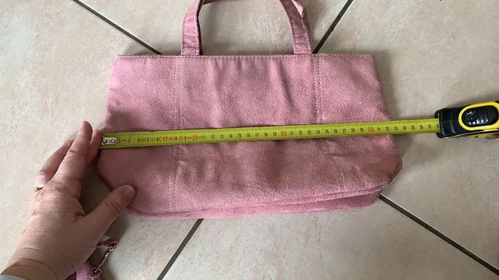 Sac et pochette téléphone rose imitation daim - photo numéro 5